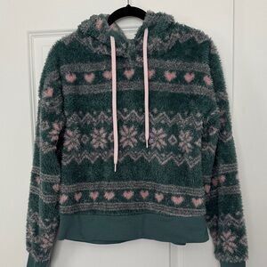Honeydew USA Teal and Pink Fuzzy Hoodie